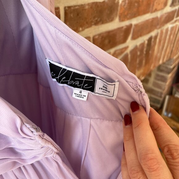 David's Bridal Bridesmaid Mesh Long Dress with Crisscross Back, Size 4 - Picture 6 of 8